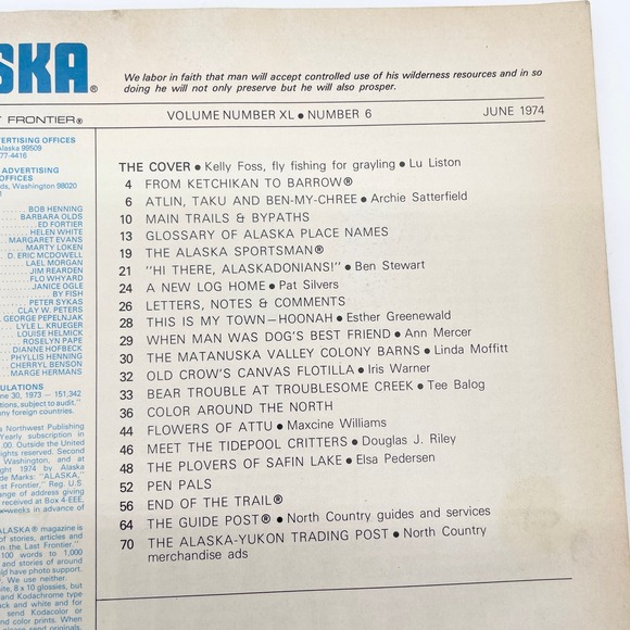 Alaska Magazine June 1974 Fly Fishing Grayling Wilderness Frontier Vintage Issue - Picture 4 of 9